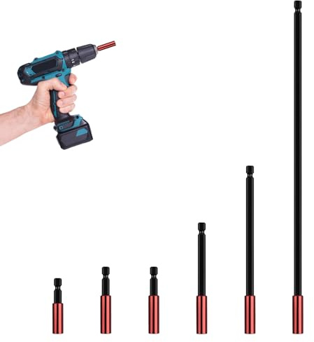 6pcs Magnetic Drill Bit Holder, Magnetic Bit Holder for Impact Driver | Impact Extension Bar, Drill Bit Extension Bar, 5 Sizes:50/60/100/150/300mm, For Household Repair Assembly