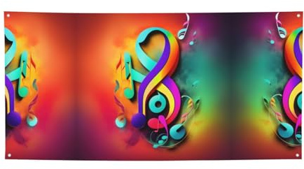 Buntes Party-Banner mit Musiknoten-Druck, vielseitiges Party-Banner, beste Banner für Veranstaltungen, Geburtstagsparty-Dekorationen