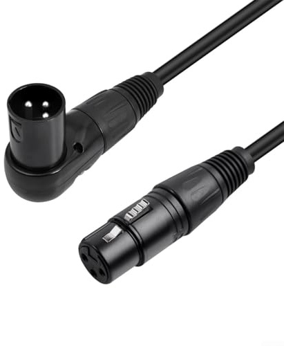 Cushteg XLR-Audiokabel, 3-polig, rechtwinklig, Stecker auf Buchse, geschirmtes Mikrofonkabel für Bühnenbeleuchtung, Mischpulte, Verstärker, Instrumente, 100 cm
