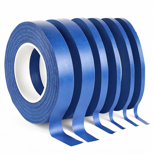 JJUNW 6 rollos Cinta adhesiva de línea fina, 3/5/10/12 mm x 20 m. Cinta de enmascarar autoadhesiva, cinta decorativa, cinta de contorno, cinta de pintor, ideal para coches, colegios, hogar