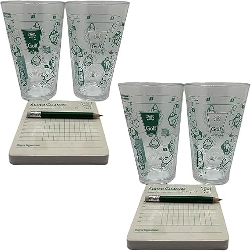 Eunmsi The 9 Hole Golf Course On a Beer Glass,Scorecard Coasters & Pencil,Funny Game Glass Set with 2 Pint Glasses,Party Beer Cup Games,Unique Gift for Men & Drink Lovers (2 Set)
