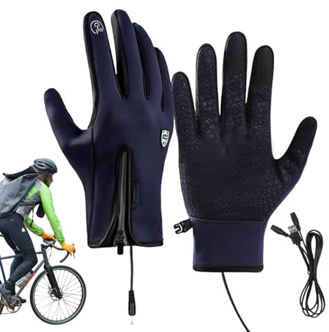 Guanti da sci ricaricabili, guanti da sci invernali caldi touch screen, guanti antivento per uomini e donne, guanti antivento per il freddo, scaldamani con cerniera, per ciclismo,
