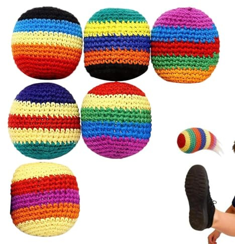 Juego de 6 bolsas de punto de hackyy, pelotas tejidas a mano, bolsas de malabares coloridas, para adultos, niños, reuniones familiares, , patio, césped, parque, playa