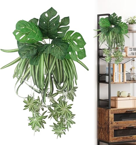 SJUNJIE Piante Finte da Interno 1Pianta Artificiale Monstera 2Chlorophytum