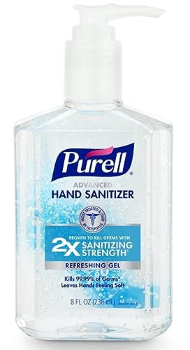PURELL Advanced Hand Sanitizer, Refreshing Gel, 8 fl oz Sanitizer Table Top Pump Bottles (Pack of 2) - 9652-06-EC2PK