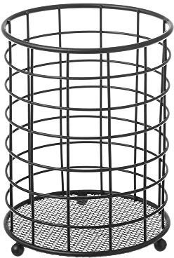 Cesta para cubiertos negra industrial de metal de ø 12x15 cm - LOLAhome