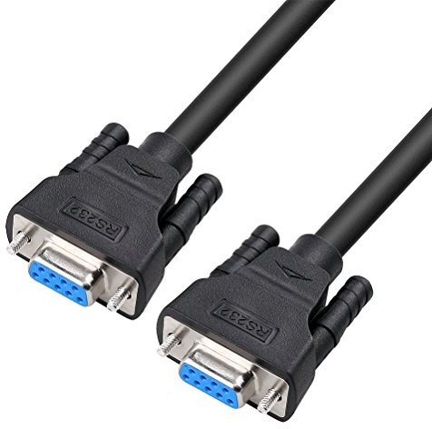 DTECH DB9 RS232 Serial Cable Female to Female Null Modem Cord Cross TX/RX line for Data Communication (6 Feet, Black)