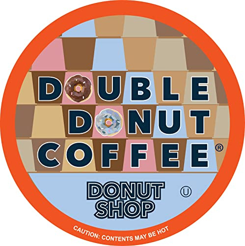 Lot de 24 dosettes de café Double Donut Shop, dosettes de café, mélange à torréfaction moyenne, capsules à portion unique pour machines à infuser Keurig K Cup