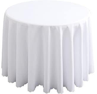 FANIVIN Polyester Tischdecke Tischtuch Tischwäsche Couchtisch Küchentischabdeckung Tafeltuch Rund Einfacher Stil Weiß Durchmesser 160CM