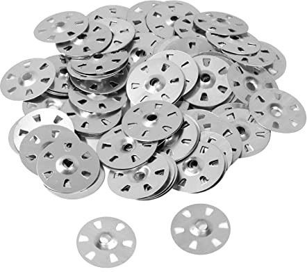 LOLYSIC 400Pcs Insulation Washers, 35mm Galvanised Steel Tile Backer Board Washers, Metal Easy Fixing Washers for Gypsum Board Tile Plasterboard Thermoboard Insulation Boards