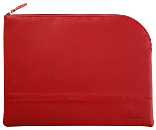 Rhodia 116744C - Rhodiarama pochette zippé en simili cuir italien - taille L (21x28 cm) COQUELICOT