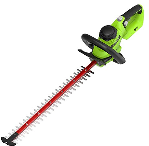 Greenworks 24V Akku-Heckenschere, 56cm Doppelseitige Klinge, Schneidet Äste und Stämme bis zu 25,4mm Dicke und 3000 SPM OHNE Akku & Ladegerät G24HT56II