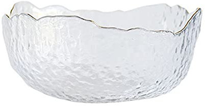 IXART Bols à Salade/Bol Salade Bol en verre transparent à la maison Creative Végétine Salade de salade de fruits dessert bol en forme de bol en forme de bol Saladiers Verre (Color : Transparent gold)
