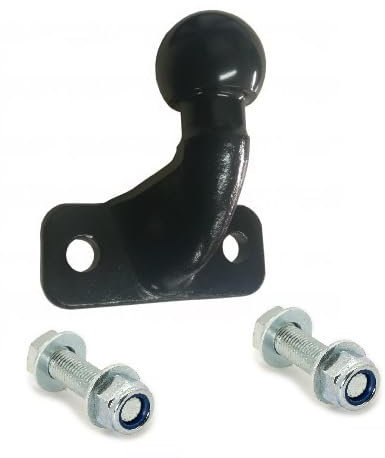 Rebadis Boule d'attelage équerre A50-X Rotule col de Cygne diam 50mm, Entraxe 90mm, avec visserie, Acier Peint Noir