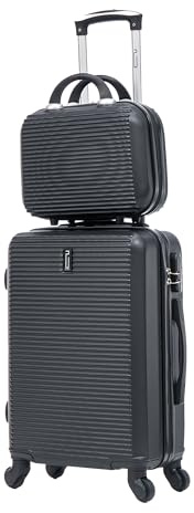 CELIMS - Valise Cabine 55x35x25 Rigide ABS Légère avec Vanity | Bagages Cabine Avion Enfant et Adulte pour Week-End et Déplacements d’Affaires | Noir