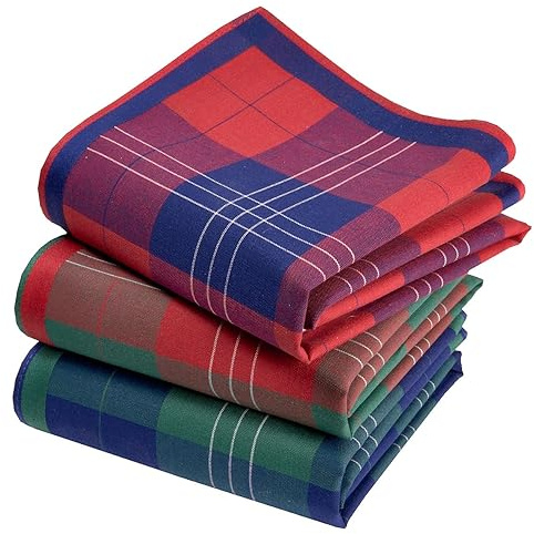 Fazzoletti in tessuto da uomo, 100% cotone pettinato, 45 x 45 cm, 3 pezzi, modello A24