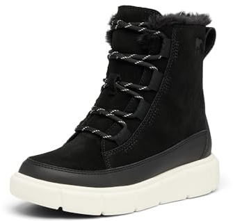 SOREL Children's Explorer lll Lace Waterproof Boot - Black, Sea Salt - 7