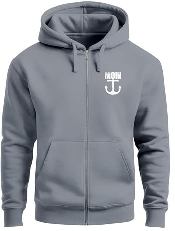 Neverless® Zip-Hoodie Herren Sweatjacke mit Kapuze Moin Nordisch Anker Print Zipjacke Männer Fashion Streetstyle