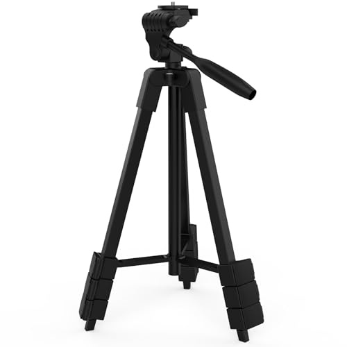 DEGLASERS Laser Level Tripod,1/4-20 Thread Mount,18 Lightweight Aluminum Portable Adjustable Tripod with 3-Way Flexible Pan Head, Bubble Level, Non-Skid Feet, Carrying Pouch Included,Black