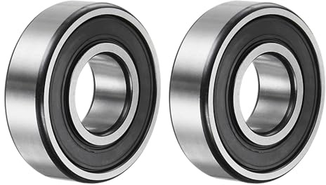 sourcing map 2 Stück 6204-2RS Rillenkugellager, 20 x 47 x 14mm C3 Doppelt gummierte Chromstahl-Lager, Schwarz