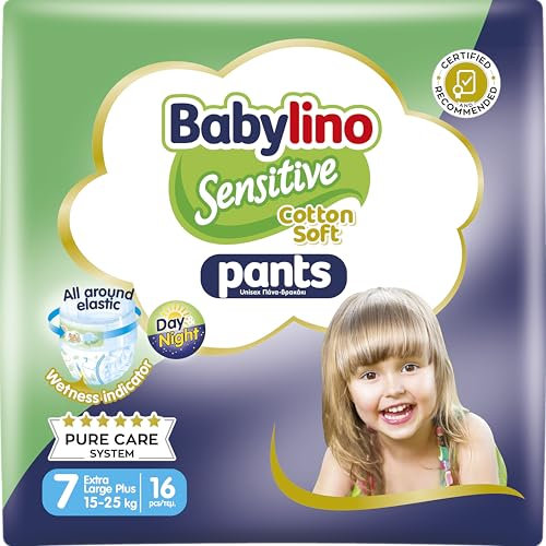 Babylino Sensitive Cotton Soft Windeln Größe 7, Pants XL Plus (15-25 kg), 16 Stück
