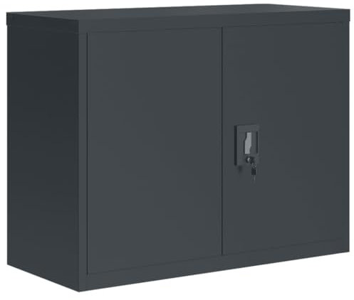 Aktenschrank Abschließbare Türen Büroschrank mit einstellbaren Ablage, Büro Lagerschrank Metallschrank Stahlschrank Aufbewahrung Container für Wohnzimmer, Anthrazit 90x40x70 cm