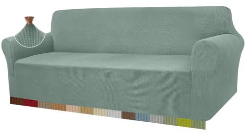 Granbest High Stretch Sofabezug Moderne Sofaüberwurf Jacquard Elastische Sofahusse für Wohnzimmer Protector für Hunde Haustiere (4 Sitzer, Avocado Grün)