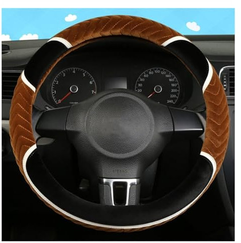 Lenkradbezug Auto Für Plüsch Auto Lenkrad Abdeckung Winter Weiches Fell Auto Handschuh Abdeckung Universal Warme Auto Zubehör Lenkradabdeckung (Farbe : Brown)
