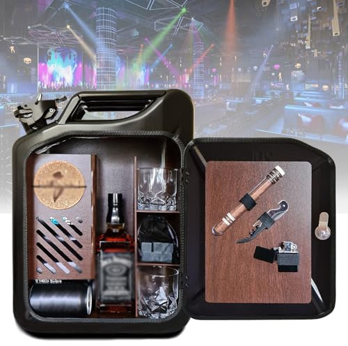 Lnlscle Mini-Whisky-Bar, Mobile Kanisterbar Mit 20 L Fassungsvermögen, Geschichtete Aufbewahrungsfächer, Abschließbares Design, Handtragbarer, Personalisierter Fassschrank Für Die Bar