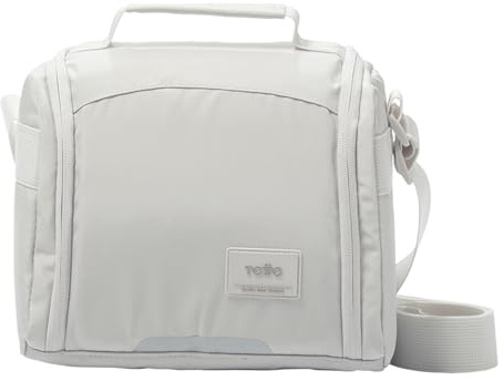 TOTTO - Bolsa Térmica Porta Alimentos 9 L, Modelo Grafito, 25.5 x 20.5 x 18.5 cm, Bolsa Comida Trabajo, Apertura 180º, Asa de Mano, Correa Ajustable y Removible, Pasador para Ruedas, Color White Sand