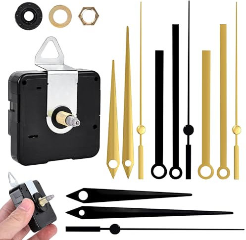 BYZESTY Quarz Uhrwerk Wanduhr Lautlos: DIY Set, Lautloses Quarz-Uhrwerk, Super Leise, Ohne Zeiger, Für Basteluhr (Schwarz + Gold)