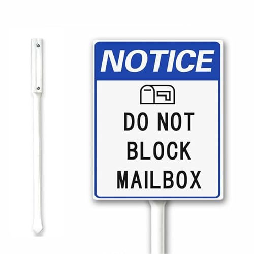 Hinweisschild Do Not Block, Metall, Hofschild mit 32,5 cm Pfahl-Set, 12 x 15 cm, 1 Stück, stabiles Aluminium, wetterfest, Outdoor-Schild für Zuhause, Geschäft, Geschäft