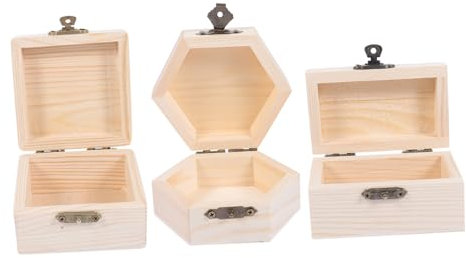ULDIGI 3stücke Holz Schmuckkästchen Für Junge Mädchen Diy Zubehör Bemalt Schmuckbox Ohrring-etui Aufbewahrungsbox Schmuckschatulle Aus Holz Für Kindergarten Manuelle Arbeit