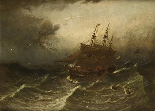 PSVDCTOO Art Reproduction Impression d'affiches Affiche Toile Navire à voile dans une tempête par le célèbre peintre Art Portrait Pour Decoración Mural 60x90cm