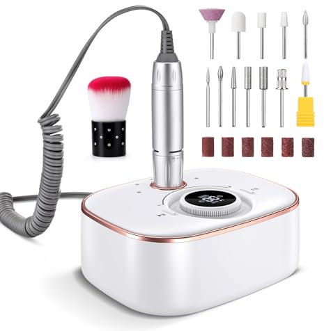 Ponceuse pour Ongles Professionnel 35000 Rpm : Ponceuse pour Ongles éLectrique 13 En 1 Avec Batterie de 4000 Mah - Lime à Ongles Professionnelle - Kit Manucure et PéDicure