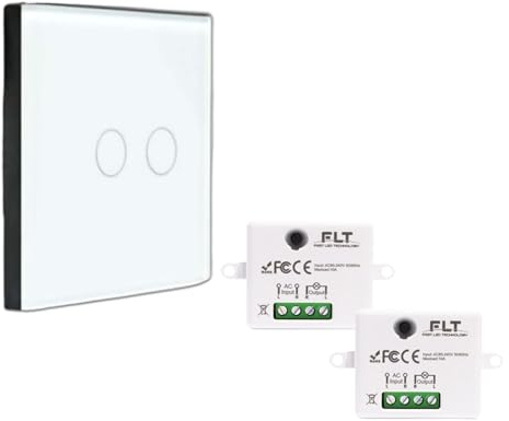 KIT interrupteur sans fil - 2 Télécommandes murales + 1 Mini récepteur encastrable - Va et vient sans travaux - Commande à distance - commutateur radio RF (1+2 - Bouton Double)