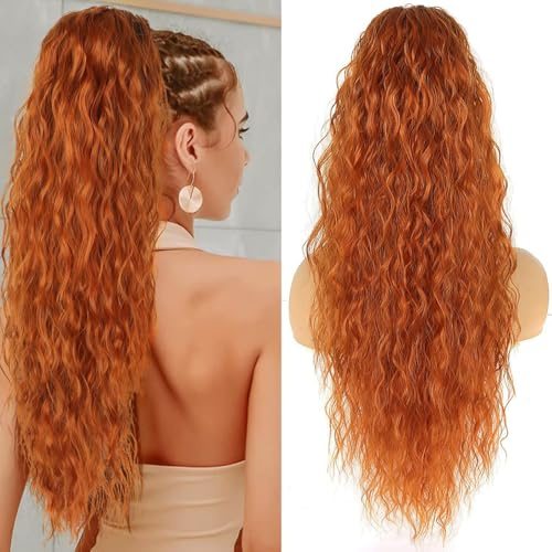 28 Zoll lange lockige Pferdeschwanz-Extension mit Kordelzug-Clip für Frauen