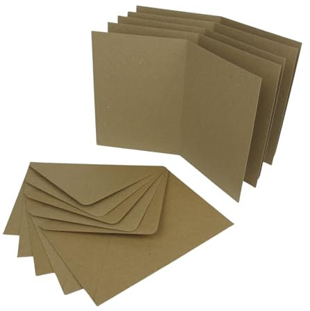 50er Set Faltkarten blanko mit Umschlag craft, DIN A6 / C6 Klapp-Karten mit Kuvert zum selbstgestalten, beschreibbar und bedruckbar (Kraft)