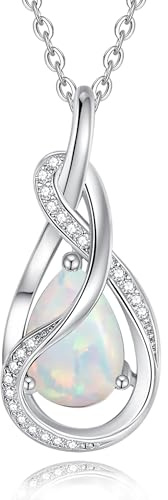 FANCIME Infinity Anhänger Halskette für Damen mit imitierter Opal