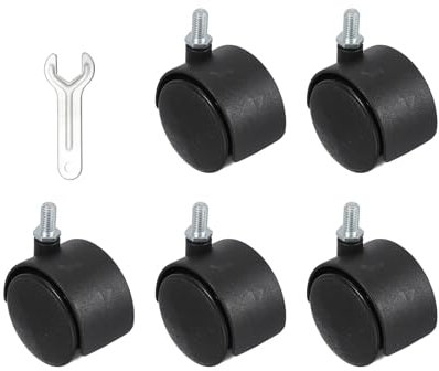 PATIKIL Office Chair Wheels Replacement 2, 8 Pcs Nylon Heavy Duty Office Furniture Casters Wheels with Wrench Universal Wheel for Hardwood Floor Carpet, Black(Screw Stem)