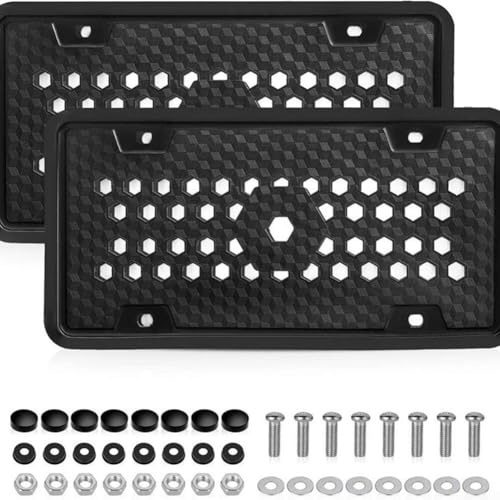 Lot de 2 supports de plaque d'immatriculation de voiture noirs – Cadre de plaque d'immatriculation avant et arrière pour caravane, van et remorque – Convient pour plaques d'immatriculation américaines