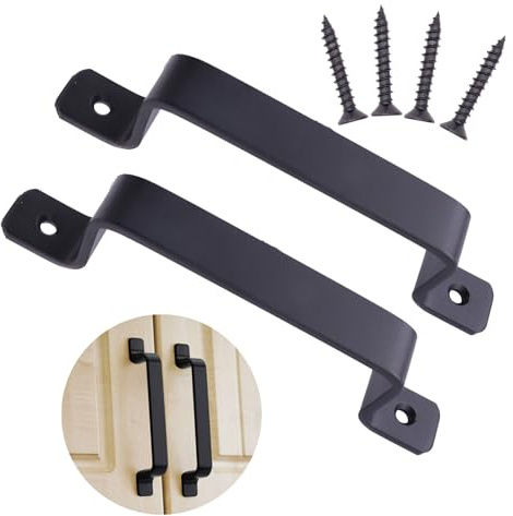 Wvxilyr 2 Pezzi Maniglia per Porta da Fienile, maniglia Scorrevole per porte in Legno con Viti di Montaggio, Maniglia Porta Esterna, Maniglie in Ferro, per Uso Interno ed Esterno