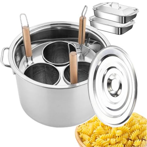GIQKDZNUO Juego de ollas manuales para Espaguetis con colador | Ollas para Pasta y Fideos + Tapa de Acero Inoxidable Colgante | Olla de Cocina para Camping y Viajes | Fácil de Usar