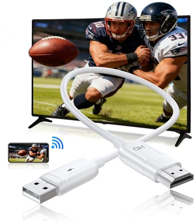 Wireless HDMI Display Adapter, Wireless HDMI Cable for AirPlay/Miracast to 1080P HDTV Big Screen Mirroring Dongle Adapter Receiver Only Design, for MacOS/iOS/Android/Windows, No App/Wi-Fi/Bluetooth