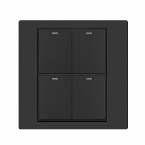 Interrupteur Mural,Interrupteur Va et Vient Interrupteur bouton-poussoir 4 voies 1/2 120 x mm,panneau lumineux ignifuge polycarbonate avec bande lumineuse for cuisine et salle bain(Black,4gang 2way)