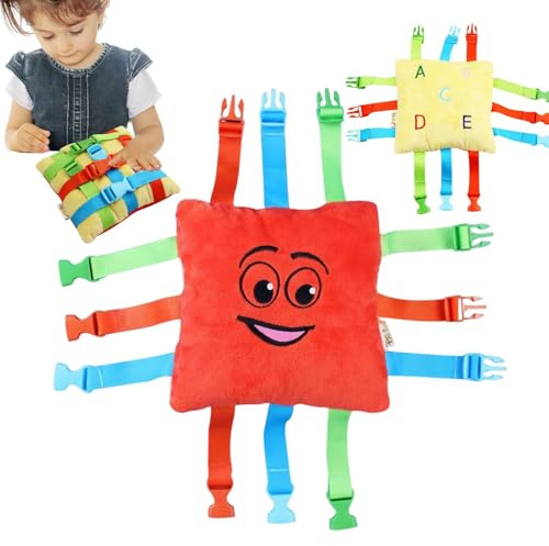 Nevalerra Oreiller à Boucle – Jouet éducatif en Peluche pour à Boucle, Coussin d'apprentissage Doux pour, entraîneur de compétences de Base en motricité Fine | Oreiller d'activité Senso