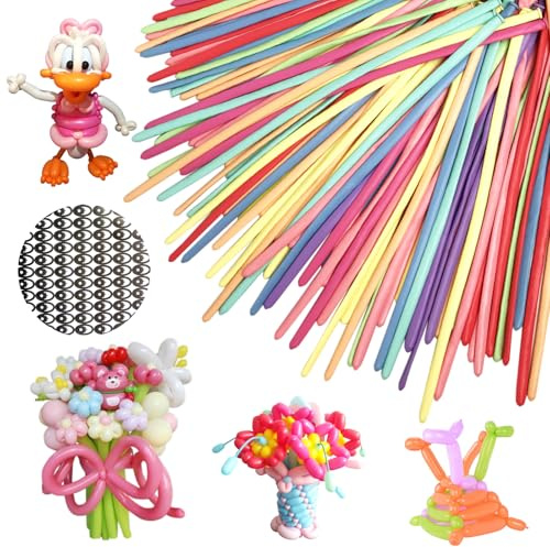 260Q Balloons, 100 Pcs Balloon Animal Making Kit - Modelling Balloons for Balloon Arches, Birthdays, Weddings & Christmas Party Decorations