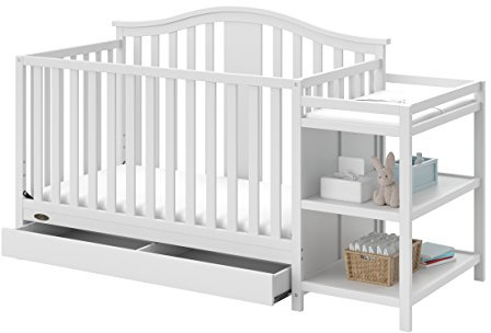 Graco Solano 4-in-1 Convertible Crib and Changer with Drawer (White) – Crib and Changing -Table Combo with Drawer, Includes Changing Pad, Converts to Toddler Bed, Daybed and Full-Size Bed