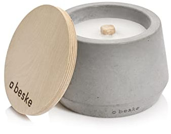 Betonfeuer® - Das Original Manufaktur | Modell 'Steller' | Ø14cm ‚bauchig‘ mit Dauerdocht | Wiederbefüllbare Fackel | Unendliche Brenndauer | Recycling von Kerzenwachs | Tischfeuer Fackel