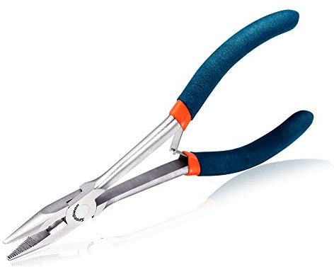 SPEEDWOX Lange Spitzzange mit langer Reichweite 6 Mini-Drahtschneider Seitenschneider feine Zange für schwer erreichbare Bereiche gezackte Backen hohe Hebelwirkung Schmuckherstellungswerkzeug